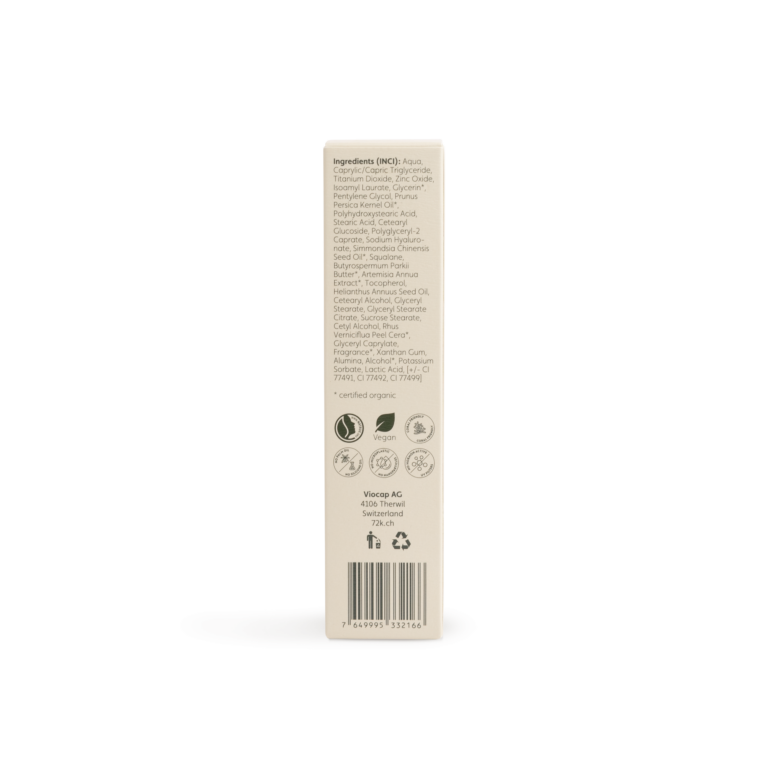 72k sun protection spf30 tinted back packaging