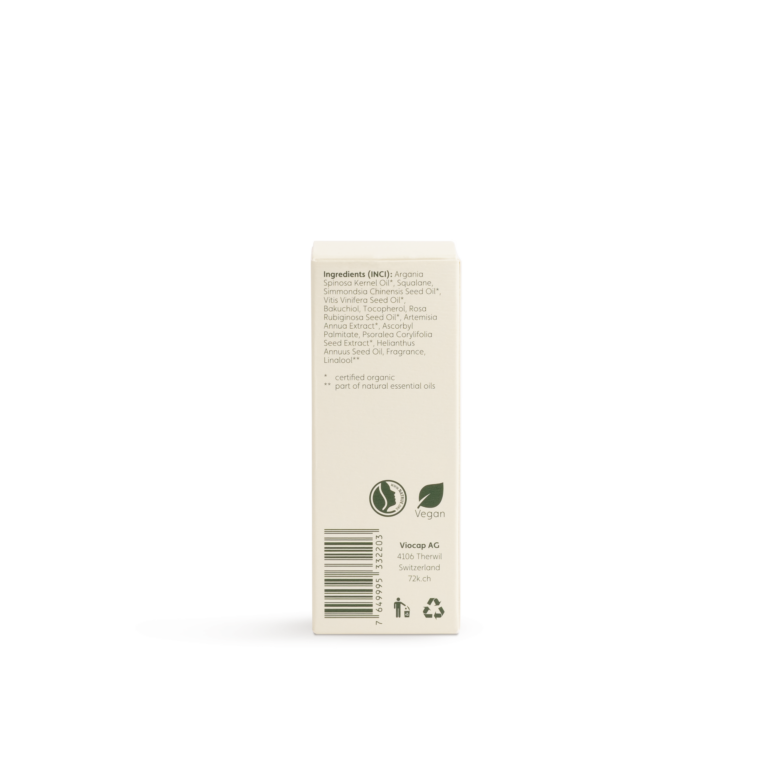 72k the bakuchiol face oil back packaging