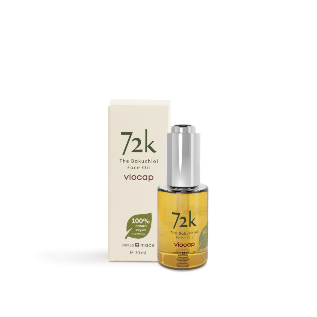 72k the bakuchiol face oil front product packaging